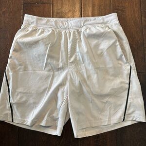 Men's White Athletic Shorts with Black Accents